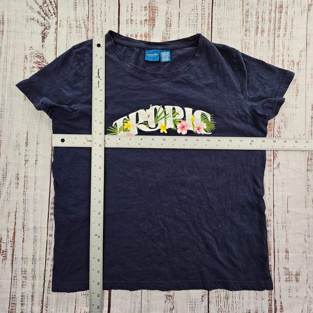 Caribbean Joe Island Supply Tropic Blue Short Sleeve Cotton T-Shirt Women's L - Picture 5 of 7